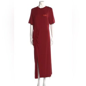 Ganni Red Maxi Dress with Ruched Detail